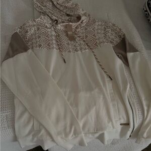 BKE Geometric Cream and Brown Hoodie